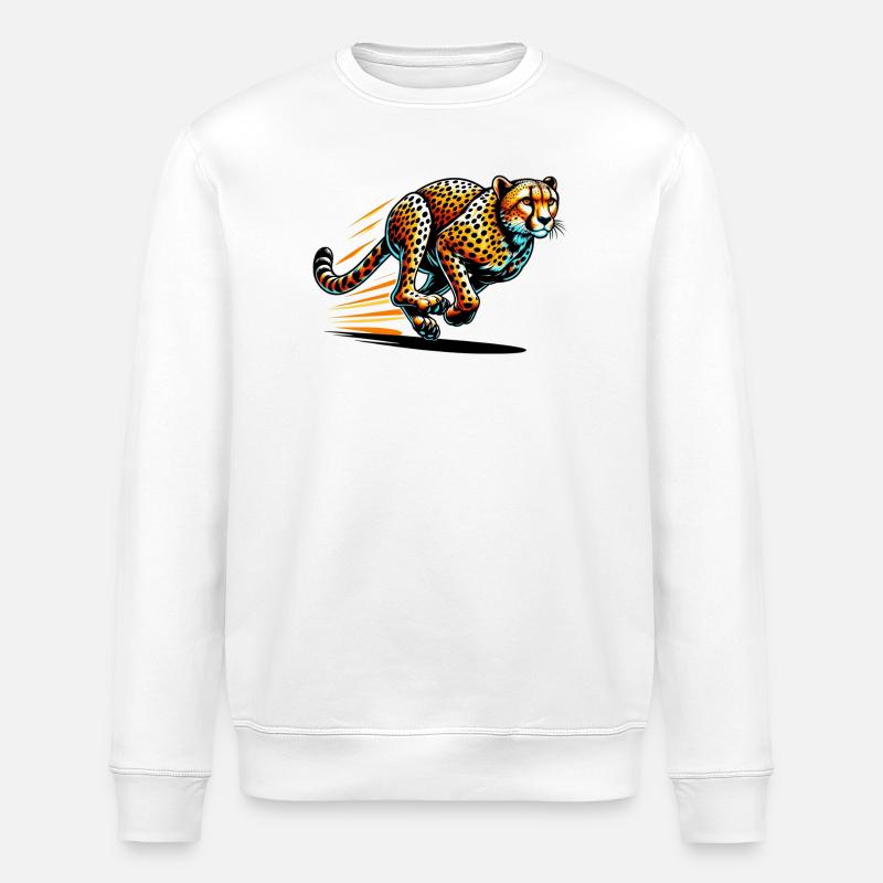 Cheetah - Stanley/Stella ROLLER Unisex Organic Sweatshirt - white