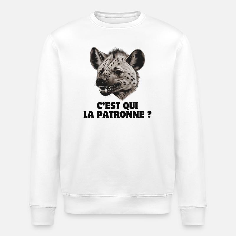 patronne, humour de bureau, hyène - Sweat bio ROLLER Stanley/Stella Unisexe - blanc