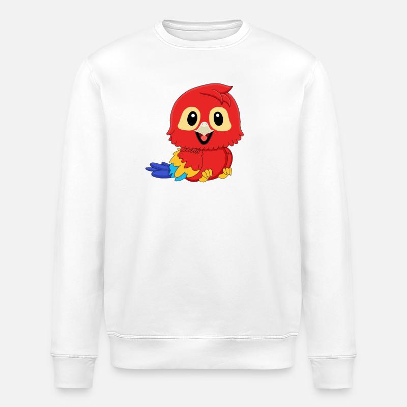 Papagei Roter Ara - Stanley/Stella Unisex Bio-Sweatshirt ROLLER - Weiß