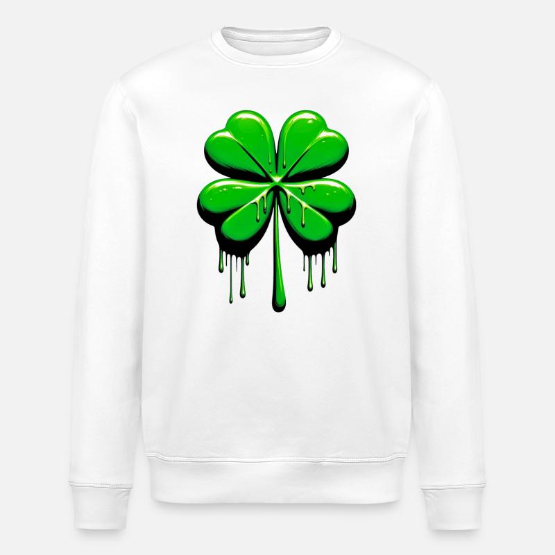 Vierblättriges Kleeblatt - Stanley/Stella Unisex Bio-Sweatshirt ROLLER - Weiß