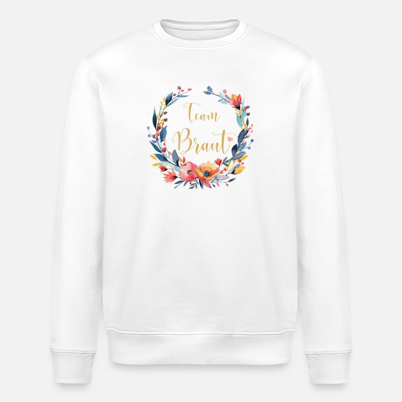 Team Braut! Personalisierbar - Stanley/Stella Unisex Bio-Sweatshirt ROLLER - Weiß