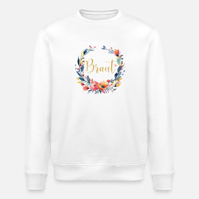 Team Braut! Personalisierbar - Stanley/Stella Unisex Bio-Sweatshirt ROLLER - Weiß