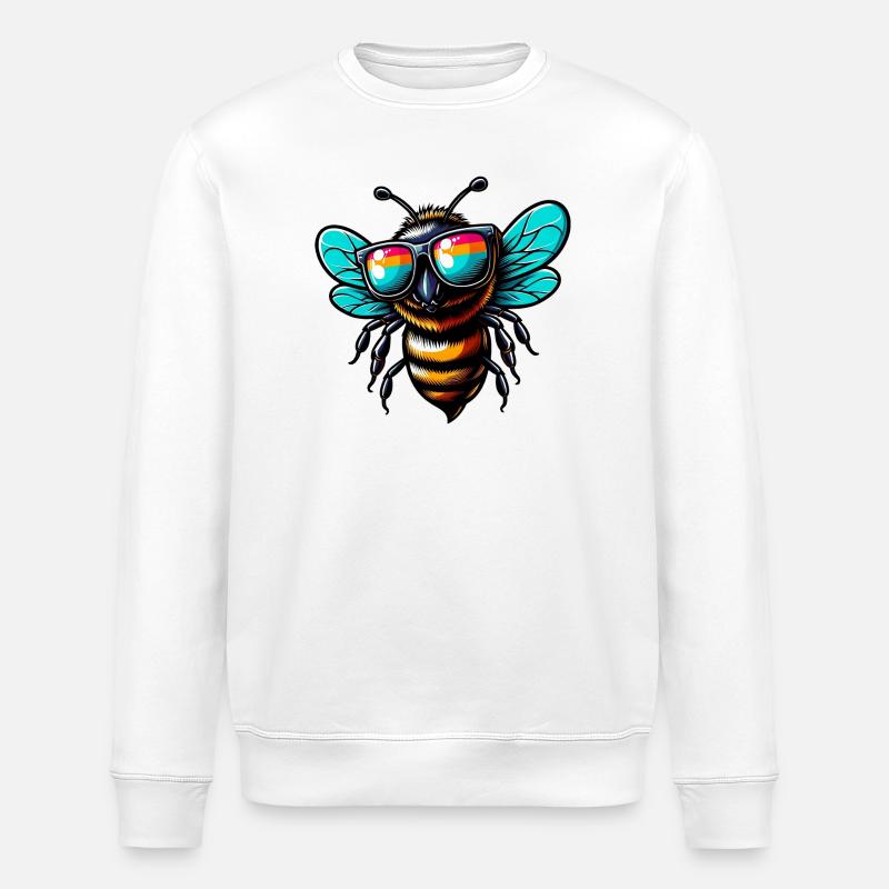 Biene mit Sonnenbrille - Stanley/Stella Unisex Bio-Sweatshirt ROLLER - Weiß
