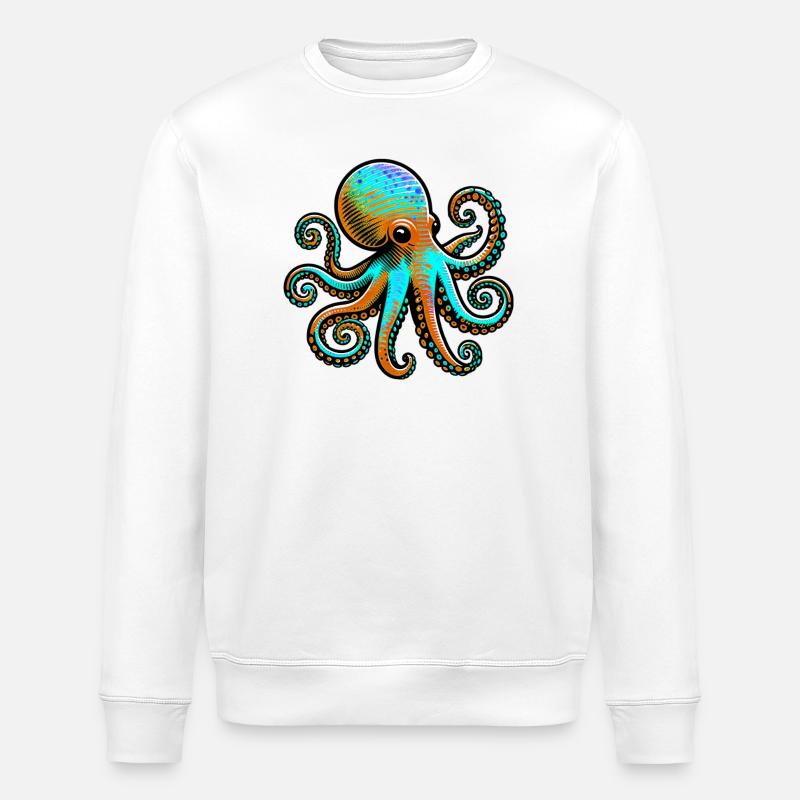 Octopus - Stanley/Stella ROLLER Unisex Organic Sweatshirt - white