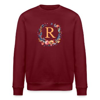 R Monogram, Couronne de fleurs, Personnalisable - Sweat bio ROLLER Stanley/Stella Unisexe - blanc - Devant - Nik (191cm)