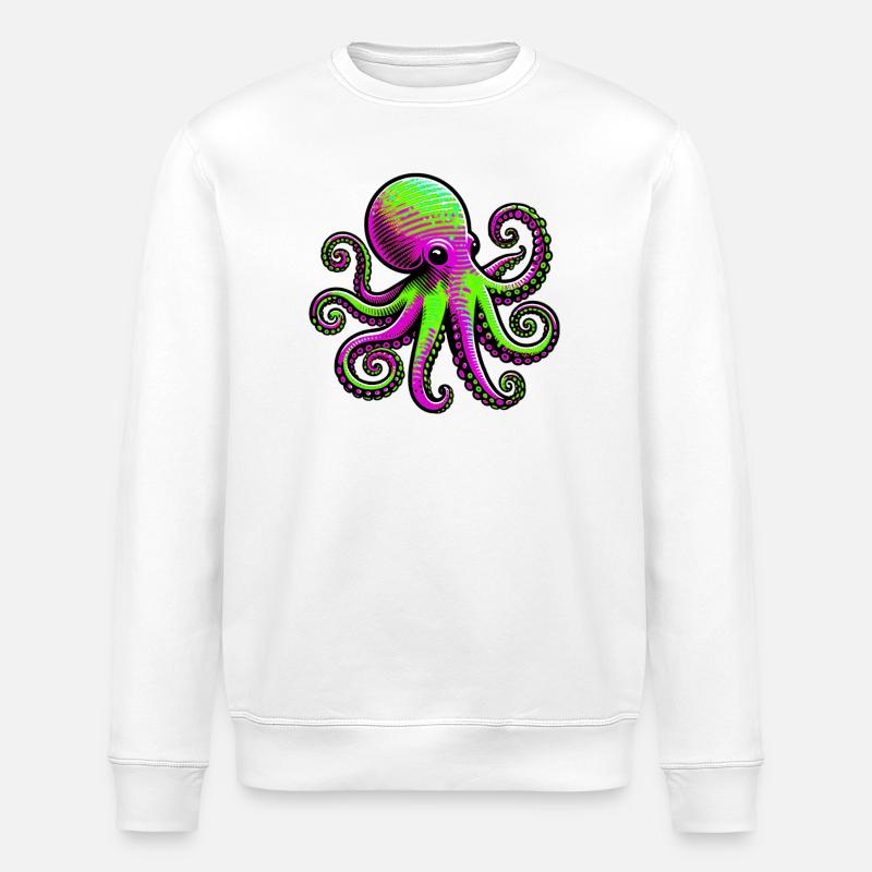 Octopus - Stanley/Stella ROLLER Unisex Organic Sweatshirt - white