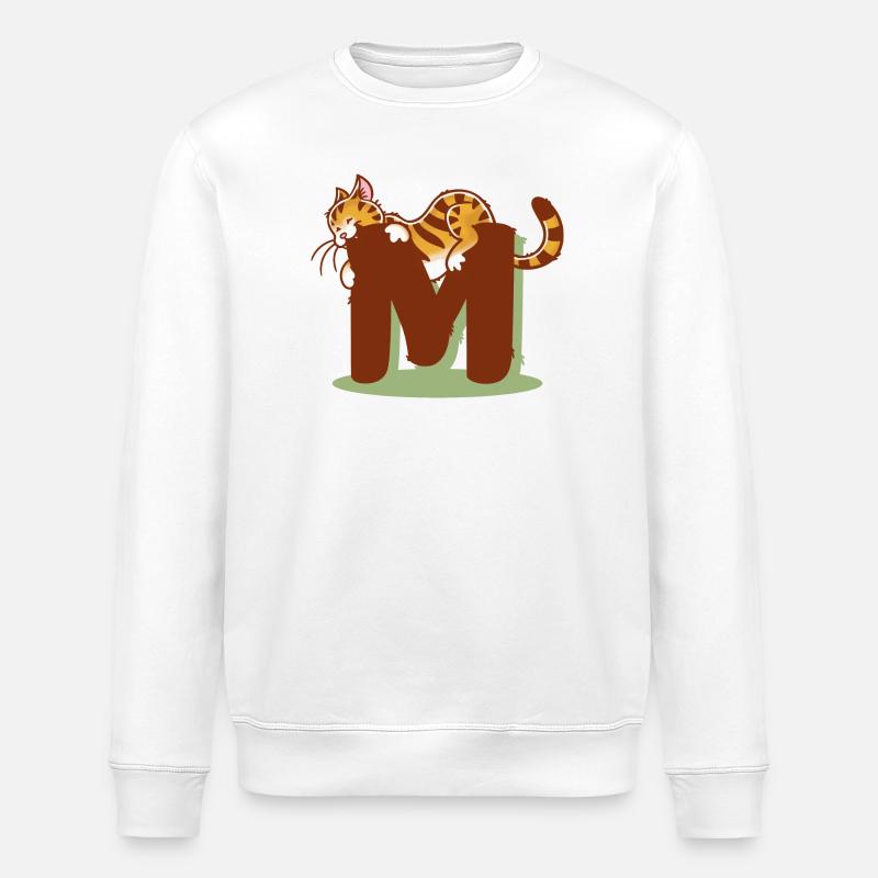 Lettre M Cat - Sweat bio ROLLER Stanley/Stella Unisexe - blanc