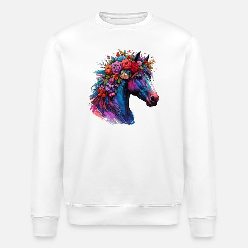 Pferd - Stanley/Stella Unisex Bio-Sweatshirt ROLLER - Weiß