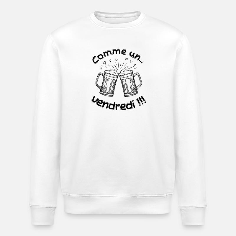 Comme un vendredi !!! - Sweat bio ROLLER Stanley/Stella Unisexe - blanc