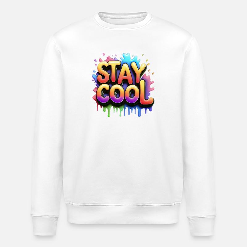 Stay cool text 3d - Stanley/Stella ROLLER Unisex Organic Sweatshirt - white