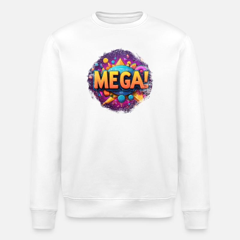 mega Text in 3D - Stanley/Stella Unisex Bio-Sweatshirt ROLLER - Weiß