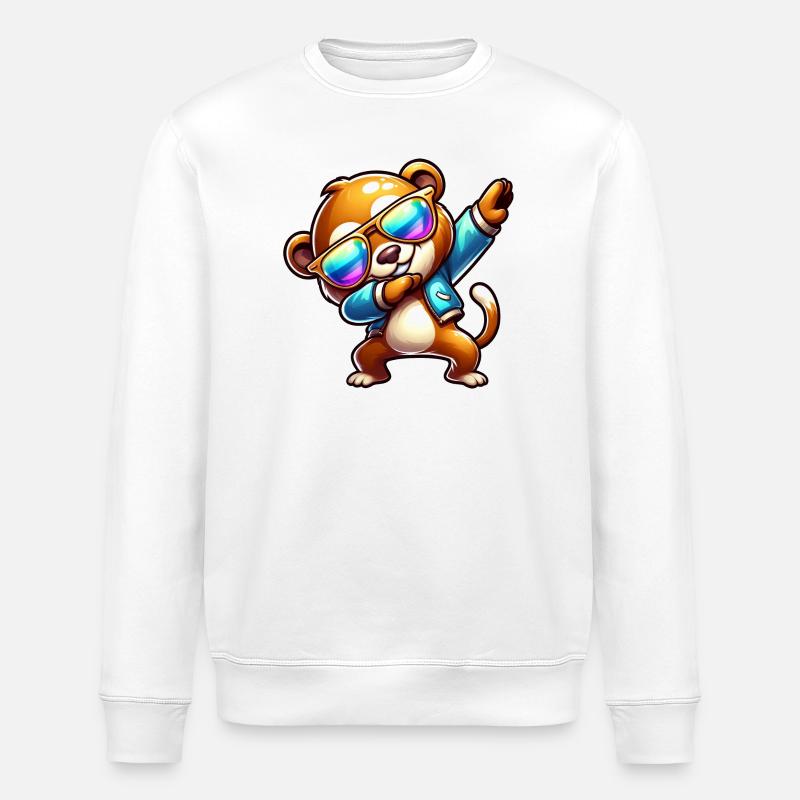 Cooler Bär Dabbing Sonnenbrille Regenbogen - Stanley/Stella Unisex Bio-Sweatshirt ROLLER - Weiß