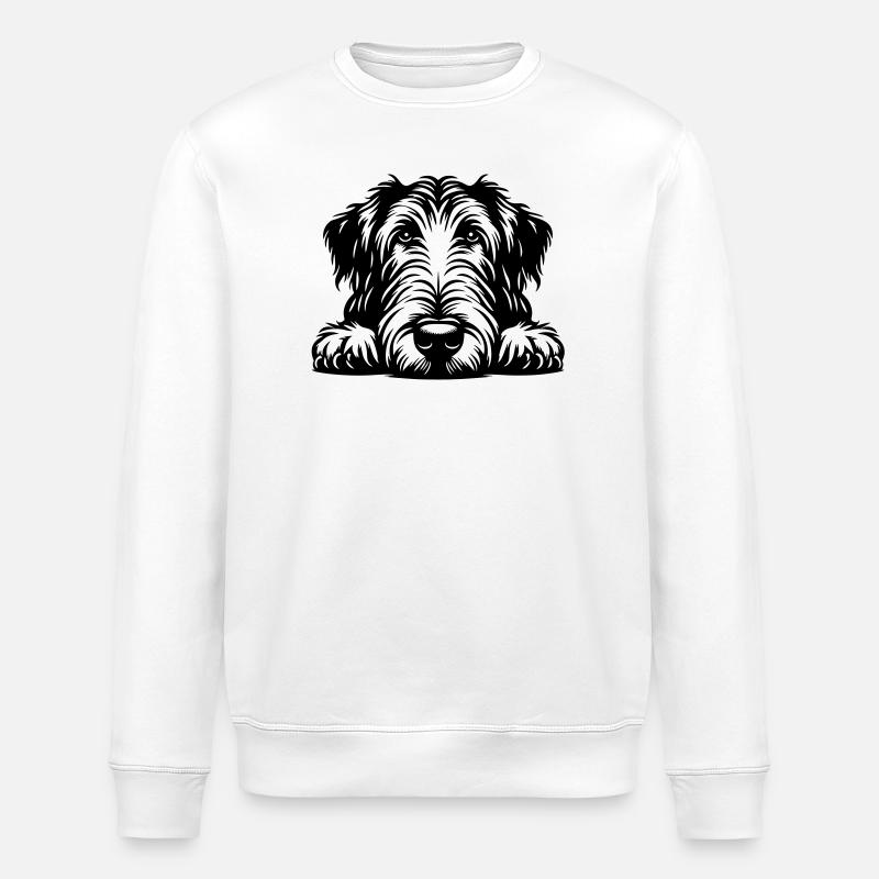 Irish Wolfhound Kopf mit Pfoten - Stanley/Stella Unisex Bio-Sweatshirt ROLLER - Weiß