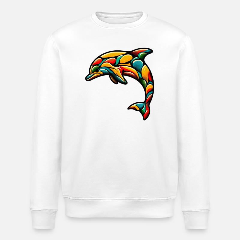 Dolphin - Stanley/Stella ROLLER Unisex Organic Sweatshirt - white
