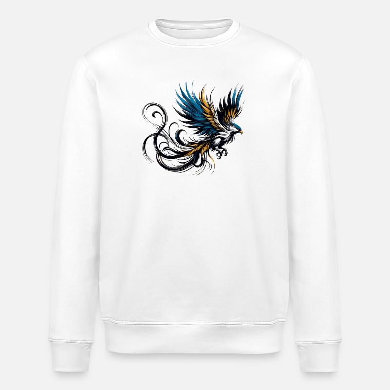 Bunter fliegender phantastischer Vogel - Stanley/Stella Unisex Bio-Sweatshirt ROLLER - Weiß