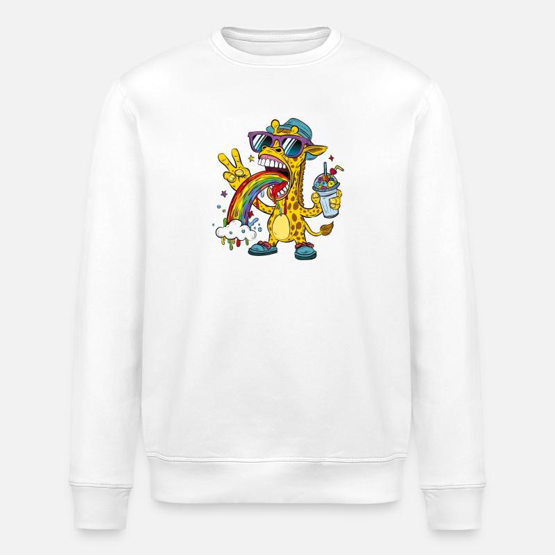 Girafe arc-en-ciel - Sweat bio ROLLER Stanley/Stella Unisexe - blanc