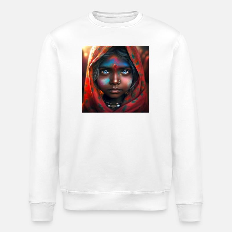 Hinduistisches Kinderporträt - Stanley/Stella Unisex Bio-Sweatshirt ROLLER - Weiß