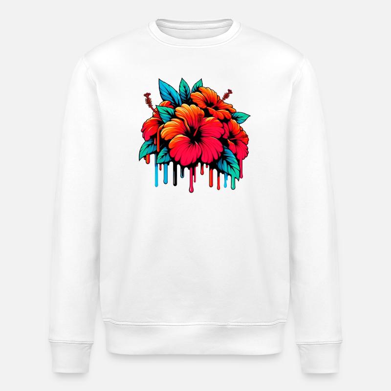 Hibiskusblüten - Stanley/Stella Unisex Bio-Sweatshirt ROLLER - Weiß