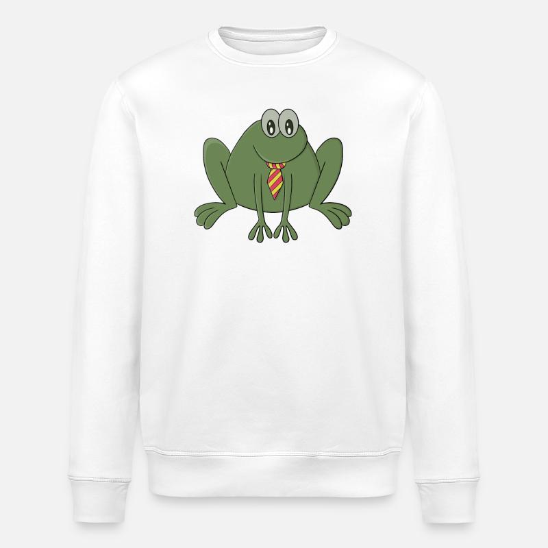 Frog with a tie - Stanley/Stella ROLLER Unisex Organic Sweatshirt - white