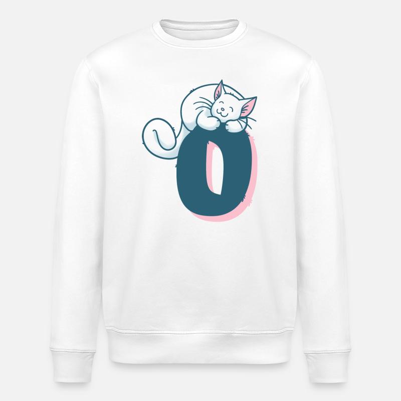 Katze Buchstabe O - Stanley/Stella Unisex Bio-Sweatshirt ROLLER - Weiß