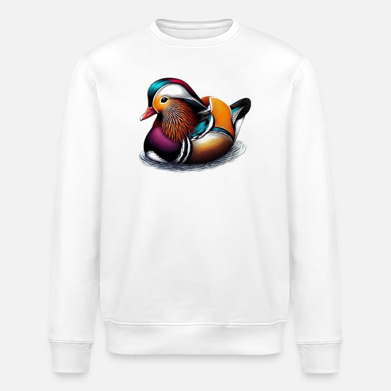 Mandarin duck - Stanley/Stella ROLLER Unisex Organic Sweatshirt - white