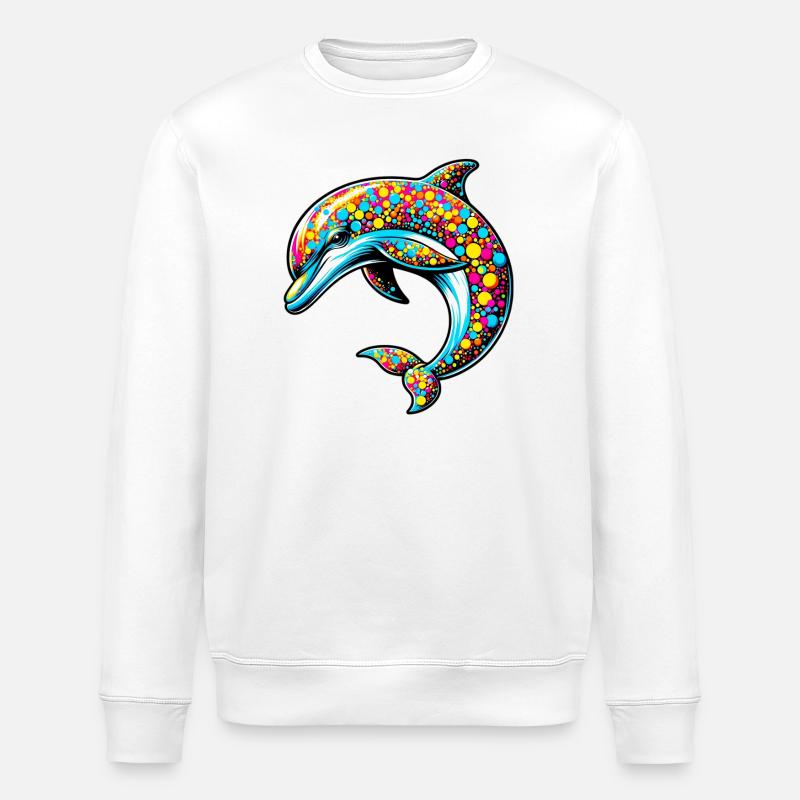 Dolphin - Stanley/Stella ROLLER Unisex Organic Sweatshirt - white