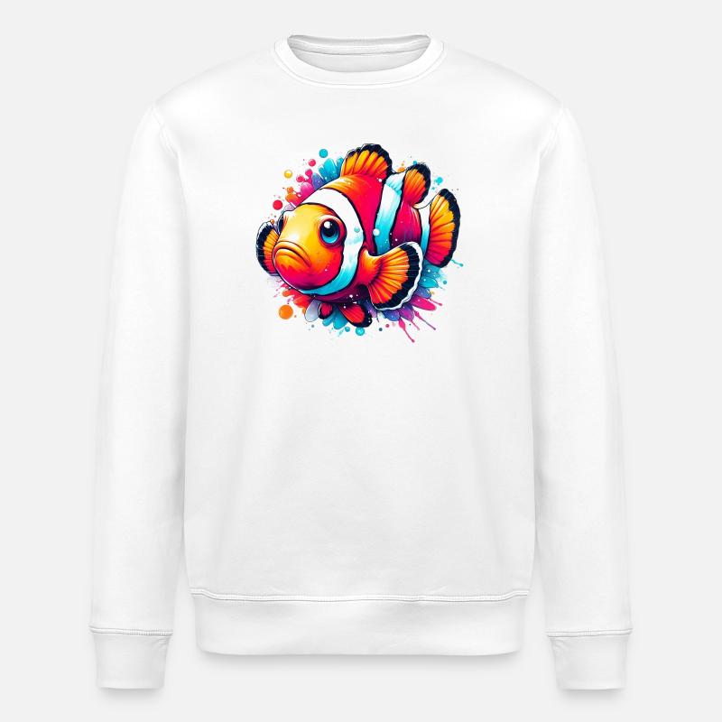 Poisson-clown - Sweat bio ROLLER Stanley/Stella Unisexe - blanc