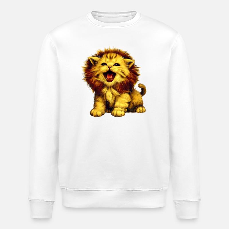 Chat Lion - Sweat bio ROLLER Stanley/Stella Unisexe - blanc