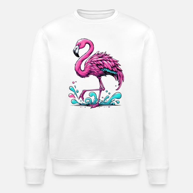 Flamingo - Stanley/Stella ROLLER Unisex Organic Sweatshirt - white