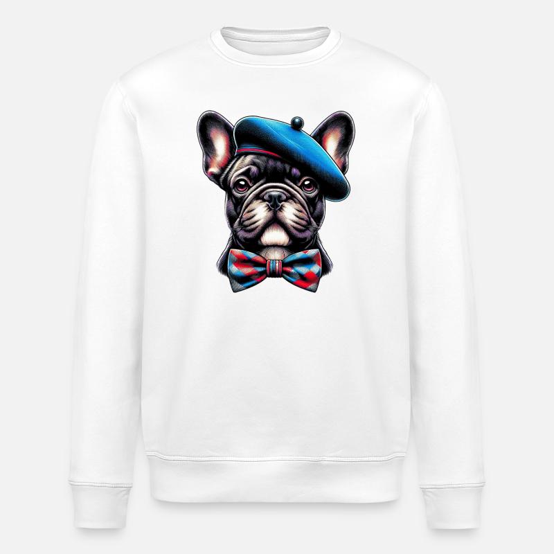 Bouledogue français Chien - Sweat bio ROLLER Stanley/Stella Unisexe - blanc