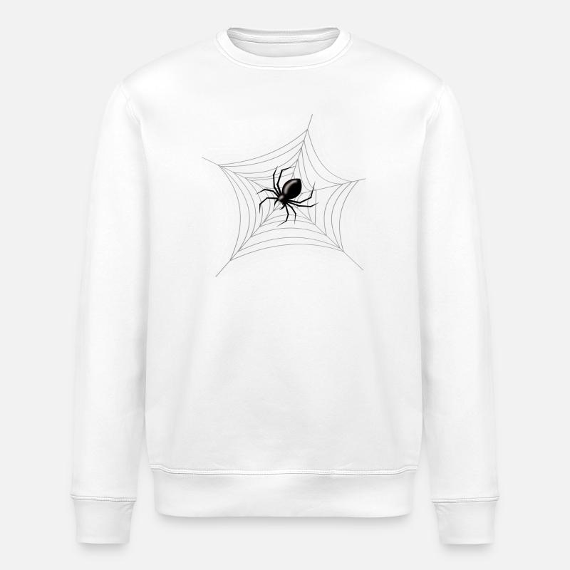 Scary Halloween Spider in its Web - Stanley/Stella ROLLER Unisex Organic Sweatshirt - white