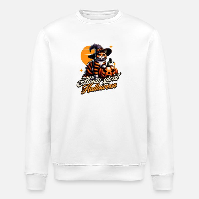 Miaou chat d’Halloween - Sweat bio ROLLER Stanley/Stella Unisexe - blanc