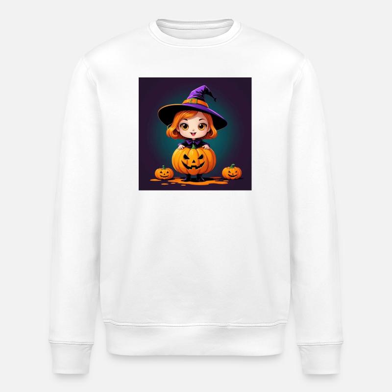 Sorcière citrouille d’Halloween - Sweat bio ROLLER Stanley/Stella Unisexe - blanc
