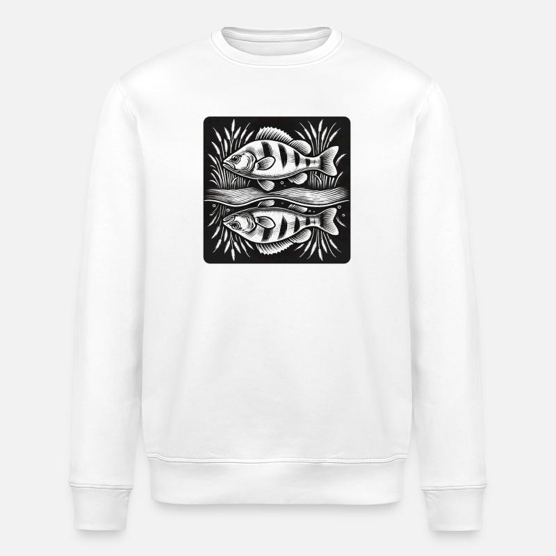 Barsch Fisch Angel Design - Stanley/Stella Unisex Bio-Sweatshirt ROLLER - Weiß