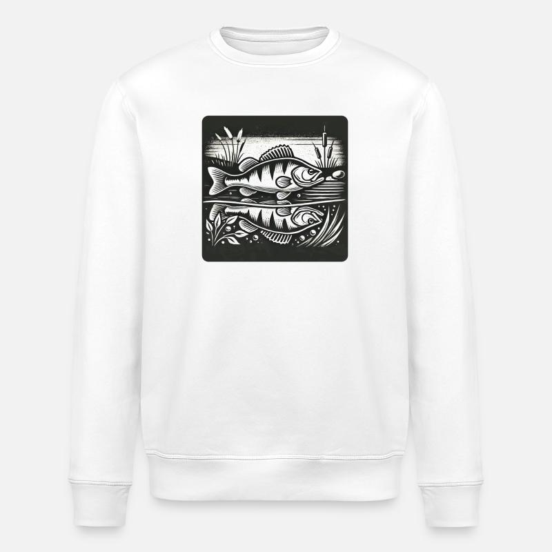 Barsch Raubfisch Design - Stanley/Stella Unisex Bio-Sweatshirt ROLLER - Weiß