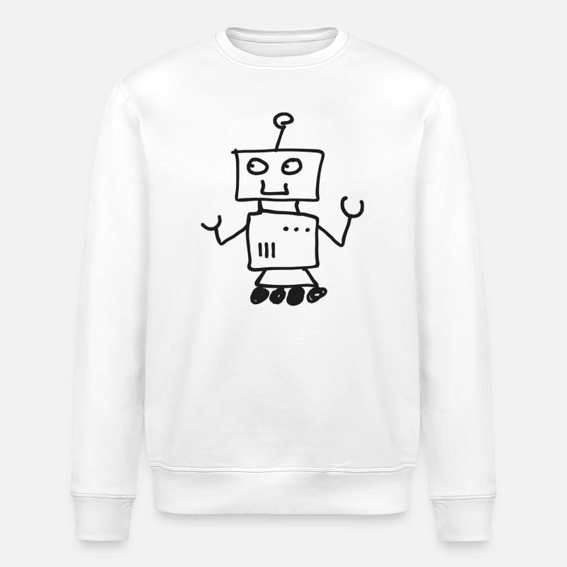 Roboter Doodle Zeichnung - Stanley/Stella Unisex Bio-Sweatshirt ROLLER - Weiß