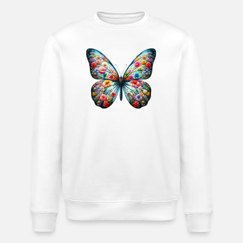 Butterfly - Stanley/Stella ROLLER Unisex Organic Sweatshirt - white