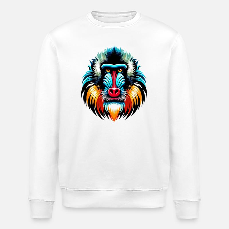 Mandrill monkey - Stanley/Stella ROLLER Unisex Organic Sweatshirt - white