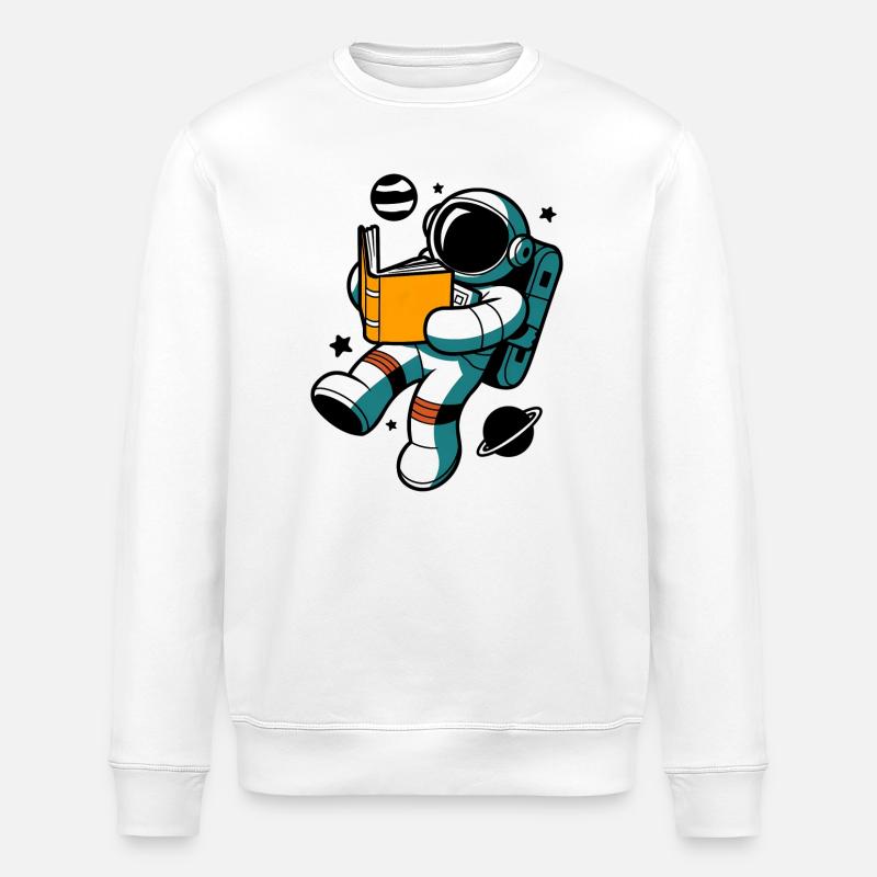 Reading astronaut: Learning in weightlessness - Stanley/Stella ROLLER Unisex Organic Sweatshirt - white