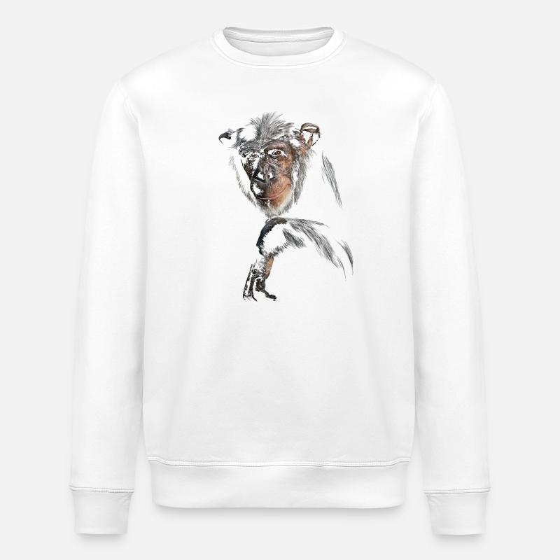 Chimpanzé - Sweat bio ROLLER Stanley/Stella Unisexe - blanc
