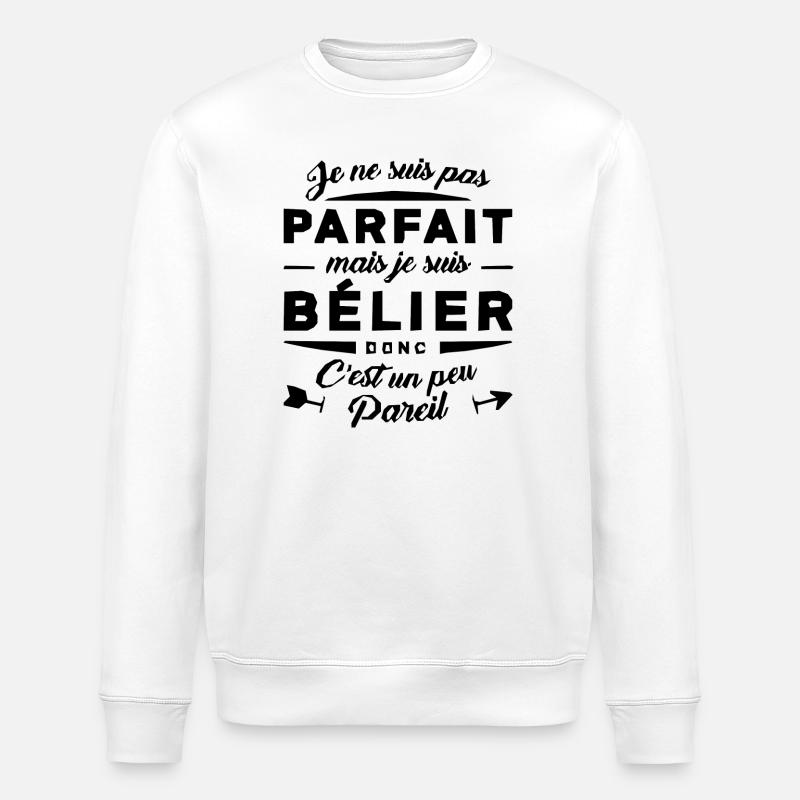 BELIER PARFAIT - Sweat bio ROLLER Stanley/Stella Unisexe - blanc