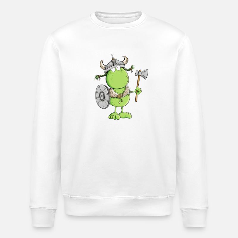 Lustiger Frosch Wikinger - Stanley/Stella Unisex Bio-Sweatshirt ROLLER - Weiß