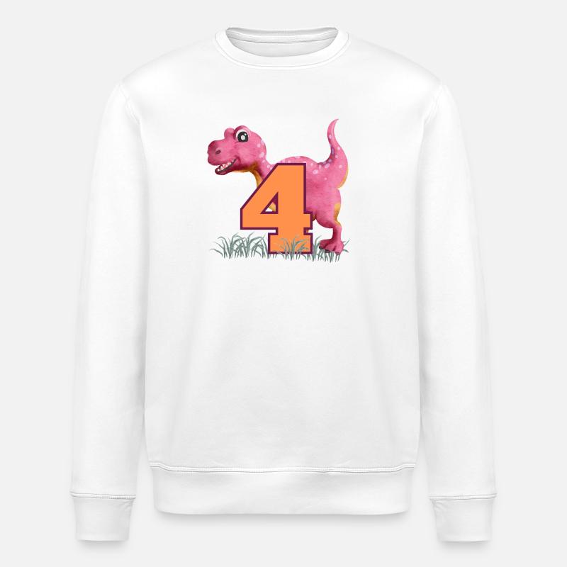 No.4 Dino - Stanley/Stella ROLLER Unisex Organic Sweatshirt - white