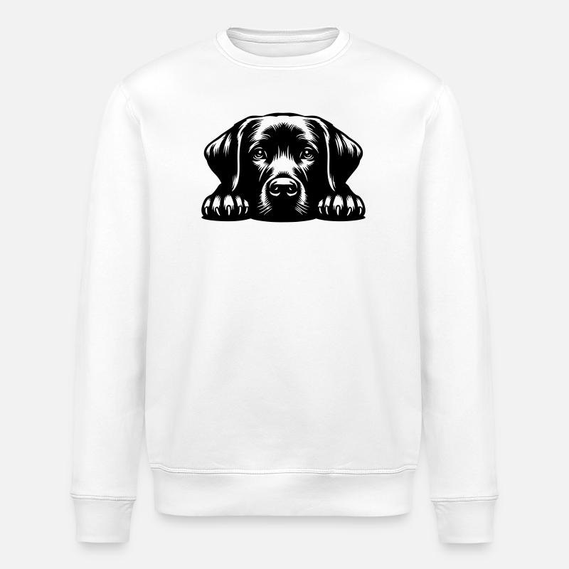 Labrador Kopf mit Pfoten - Stanley/Stella Unisex Bio-Sweatshirt ROLLER - Weiß