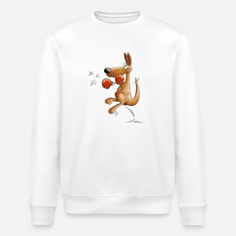 Känguru Boxer Boxen Tiermotiv - Stanley/Stella Unisex Bio-Sweatshirt ROLLER - Weiß