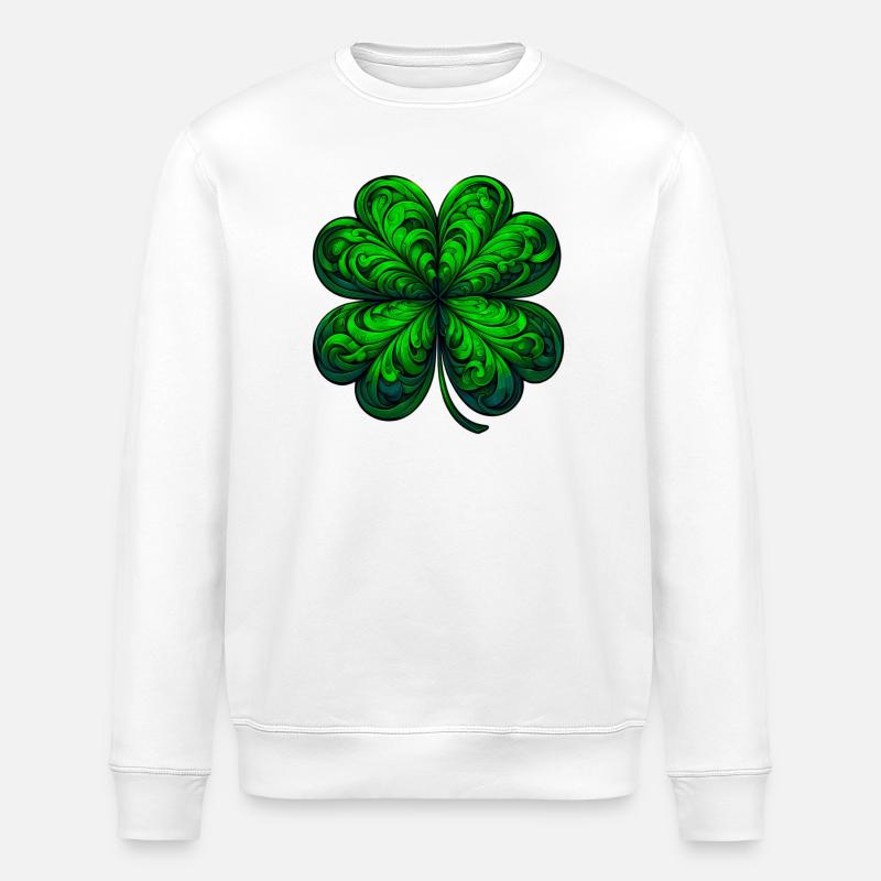 Vierblättriges Kleeblatt - Stanley/Stella Unisex Bio-Sweatshirt ROLLER - Weiß