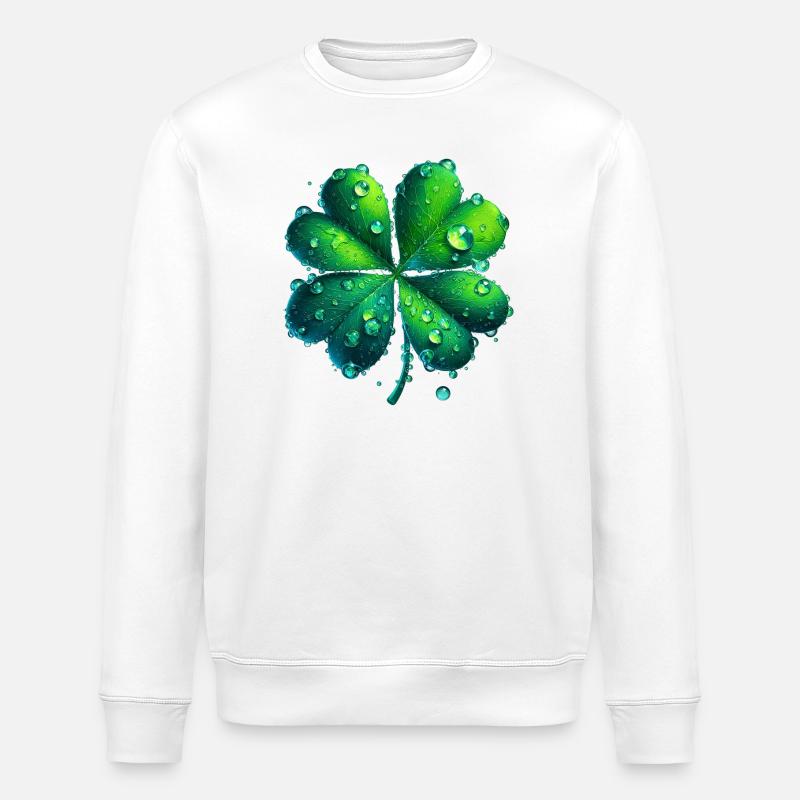 Vierblättriges Kleeblatt - Stanley/Stella Unisex Bio-Sweatshirt ROLLER - Weiß