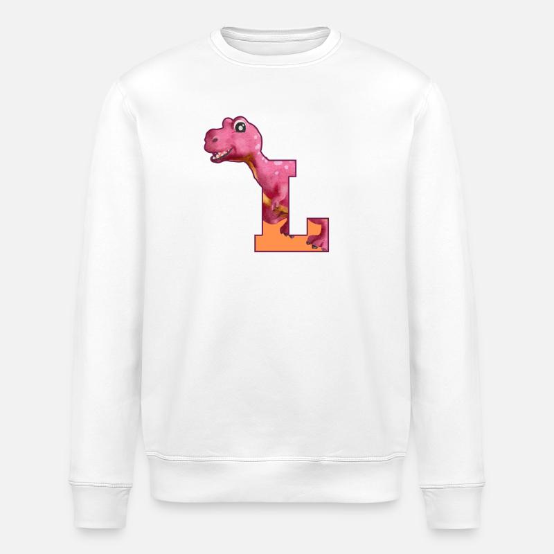 L - DINOSAURIER, Personalisierbar - Stanley/Stella Unisex Bio-Sweatshirt ROLLER - Weiß