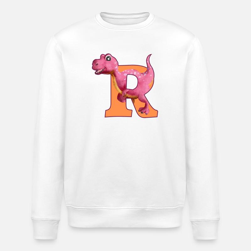 R - DINOSAURIER, Personalisierbar - Stanley/Stella Unisex Bio-Sweatshirt ROLLER - Weiß