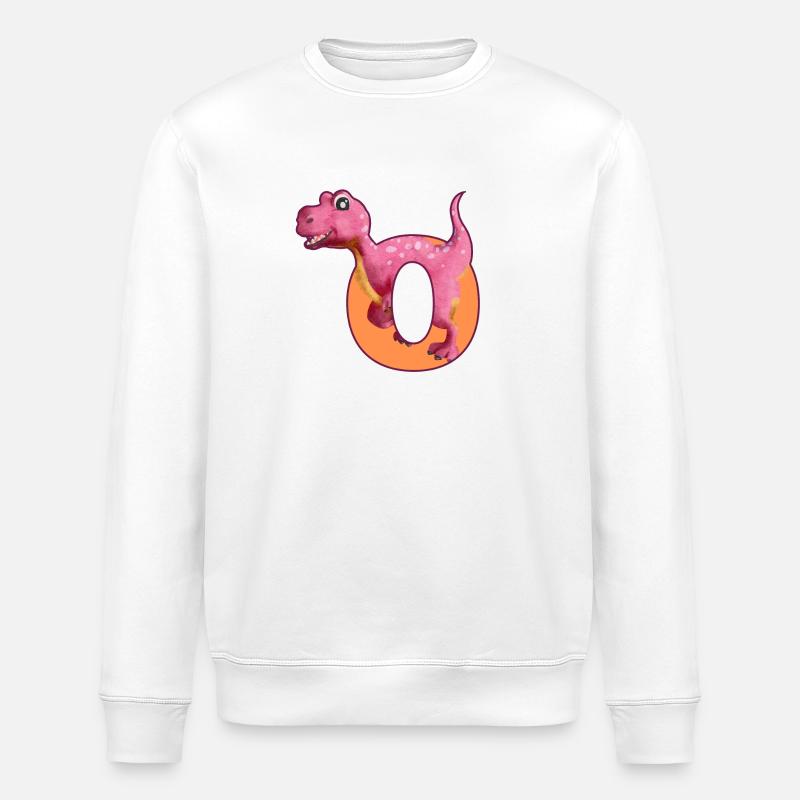 O - DINOSAURIER, Personalisierbar - Stanley/Stella Unisex Bio-Sweatshirt ROLLER - Weiß